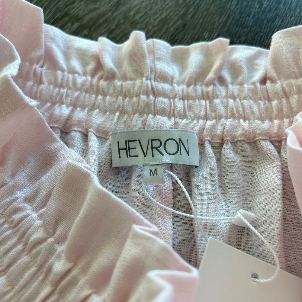 Hevron Mira Linen Shorts Rose Quartz Pink High Rise Pocket Sz M NWT - Picture 8 of 16